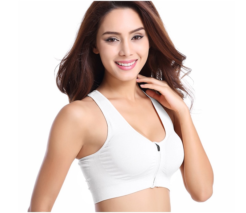 Push Up Sports Bra with Zipper